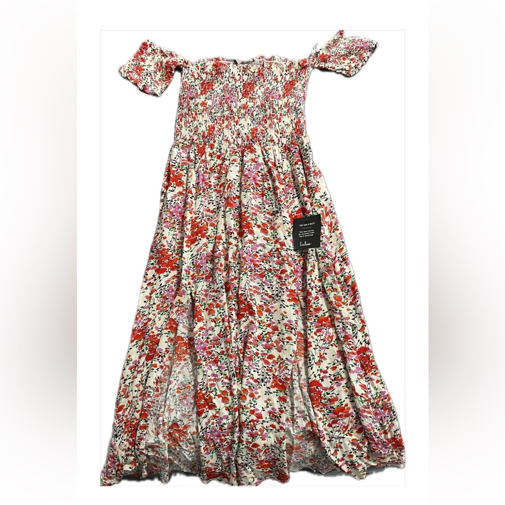 LULUS View from the Meadow Cream Floral Print Off-the-Shoulder Dress size M NWT - Picture 3 of 12